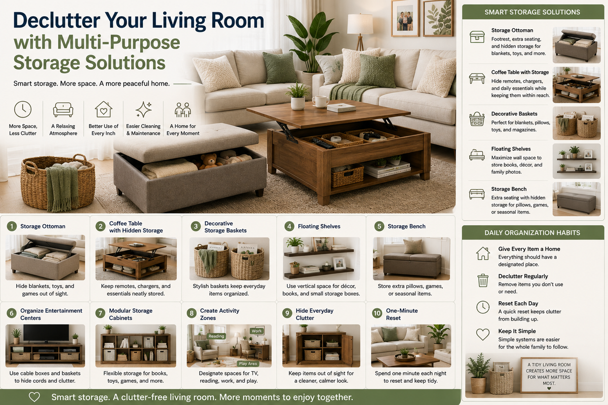 Declutter Your Living Room with Multi-Purpose Storage Solutions