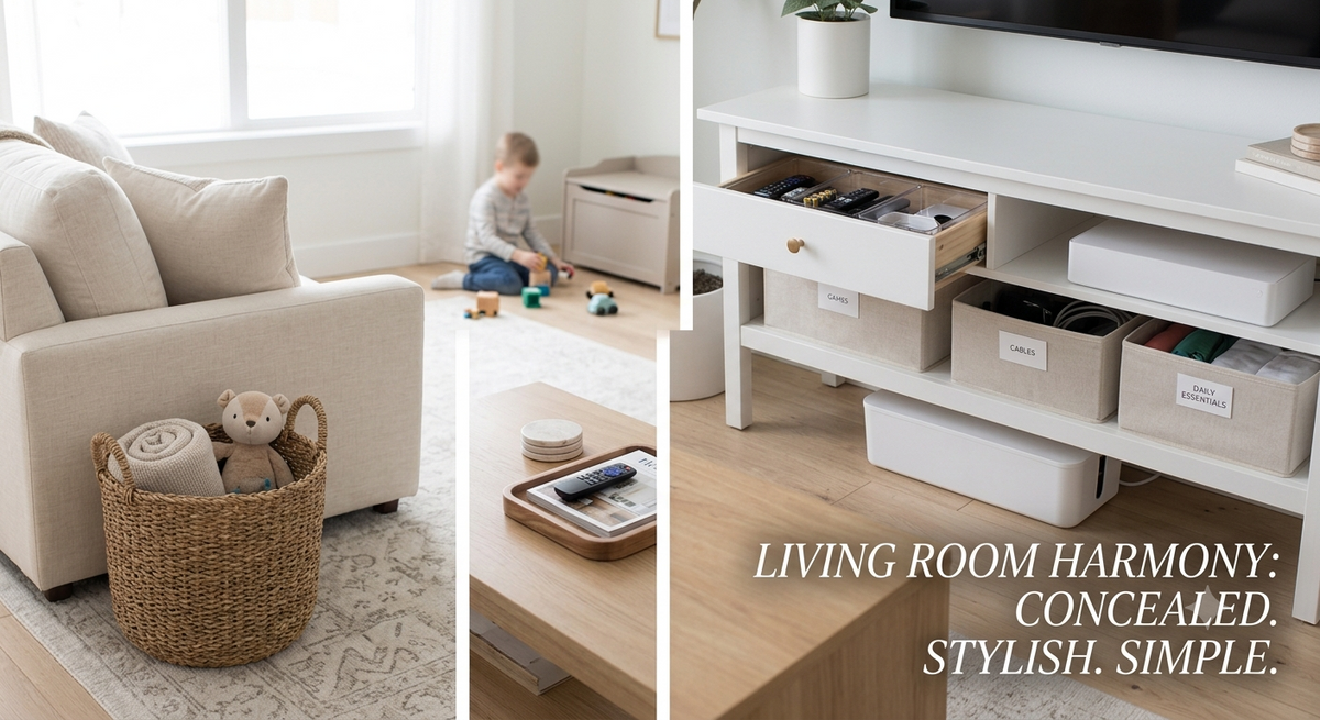 How to Hide the Clutter: Living Room Storage Solutions for Busy Families