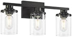 Black Bathroom Vanity Light Fixtures Over Mirror 3-Light Wall Sconce Lamp Lighting Fixtures