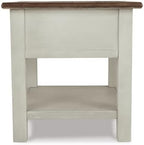 Signature Design by Ashley Bolanburg Farmhouse Chair Side End Table with Outlets and USB Ports, Antique Cream & Brown