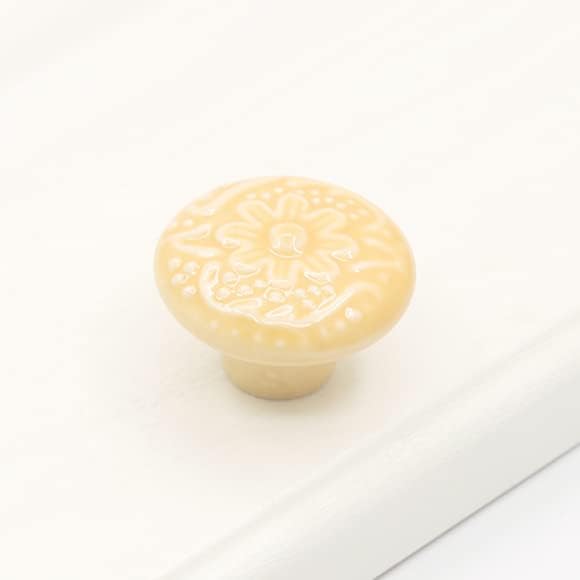 HUAMULAN 15 PCS Cabinet Knobs Glossy Ceramic Dresser Mushroom Table Drawer Cupboard Pull Furniture DIY Wardrobe Solid Color Vintage Handle,with 3 Size Mounting Screws