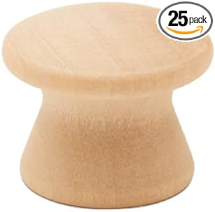 Woodpeckers End Grain Wood Knobs, 1 Inch, Pack of 25 Unfinished Small Wooden Knobs for Cabinets, Dressers, Drawer Pulls, Furniture Replacement, and Crafts