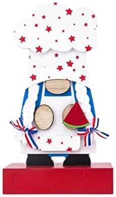 Rae Dunn 4th of July Gnomes - Patriotic Gnome 4th of July Decorations for Home - Wooden Figurine Ornaments for Fourth of July and Memorial Day Decor - Scandinavian Swedish Tomte - 4th of July Gifts