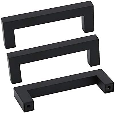 goldenwarm 150 Pack 4 Inch Black Cabinet Handles Matte Black Drawer Pulls Stainless Steel Cabinets Hardware Square Bar Modern for Kitchen Bathroom Cupboard