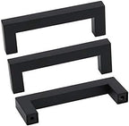 goldenwarm 150 Pack 4 Inch Black Cabinet Handles Matte Black Drawer Pulls Stainless Steel Cabinets Hardware Square Bar Modern for Kitchen Bathroom Cupboard