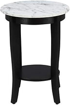 Convenience Concepts American Heritage Round End Table, White Faux Marble / Black