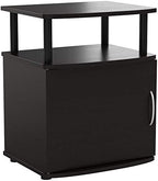 Furinno JAYA End Side Sofa Table/Nightstand with Door, 2-Pack, PVC Tubes, Black Wood