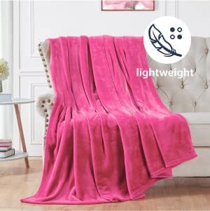 Walensee Fleece Blanket Plush Throw Fuzzy Lightweight (Twin Size 60x80 Hot Pink) Super Soft Microfiber Flannel Blankets for Couch, Bed, Sofa Ultra Luxurious Warm and Cozy for All Seasons