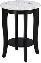 Convenience Concepts American Heritage Round End Table, White Faux Marble / Black