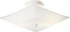 Design House 501338 Two-Light Square Frosted White Glass Semi-Flush Ceiling Mounted Light 11-inch, White