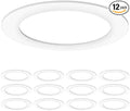 Sunco 12 Pack Goof Rings for 6 Inch Recessed Lights, Flush Mount White Can Light Trim Ring Cover, Outer Diameter 8.6 Inch, Inner Diameter 6.2 Inch, Paintable Surface, Matte Finish.