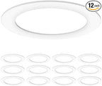 Sunco 12 Pack Goof Rings for 6 Inch Recessed Lights, Flush Mount White Can Light Trim Ring Cover, Outer Diameter 8.6 Inch, Inner Diameter 6.2 Inch, Paintable Surface, Matte Finish.