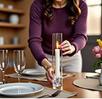 12 Pcs 2.5"W x 14"H Hurricane Glass Candle Holders - Bottomless Glass Hurricane Pillar Candle Holder Open Ended Sleeve Tube Cover for Pillar Candleholders （Metal Candlestick not Included）