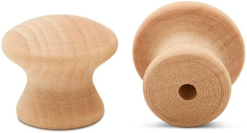 Woodpeckers 3/4-inch Birch Wood End Grain Knobs, Pack of 50 Unfinished Small Wooden Cabinet and Furniture Knobs