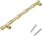 10pcs Cabinet Handles Hole Centers 5",Bamboo Shape Kitchen Cupboard Dresser Closet Drawer Door Pulls Gold