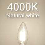 Cotanic Dimmable E12 LED Candelabra Bulb 4000K Daylight, Ceiling Fan Light Bulbs Small Base,60W Equivalent,Type B Bulb for Chandelier,Vintage B11 LED Candle Shape with Clear Glass,600LM,12 Pack