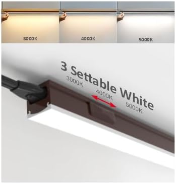 Under Cabinet Lighting Plug in, 16 Inch 2 Pcs, Linkable AC120V 3CCT 3000K/4000K/5000K Ultra Slim, LED Under Cabinet Lights for Counter Light, Kitchen, Shelf, Sink, Workshop, Desk, Bronze