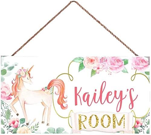 Personalized Beautiful Unicorn Sign, Magic Unicorn Sign Girls Room Baby Nursery Bedroom Door Art Custom Name Plaque Sign Wall Decor Kids Room Boys Playroom