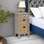 Safavieh Home Collection Everly Drawer White Wash 1-Drawer 2 Removable Baskets Side Table