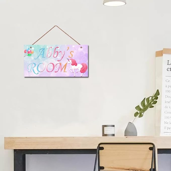 Personalized Signs Unicorn Sign, Unicorn Canvas Wall Art for Teen Girls Room Boys Bedroom Nursery, Cute Dreamworld Kids Room Birthday Party, Bathroom, Playroom