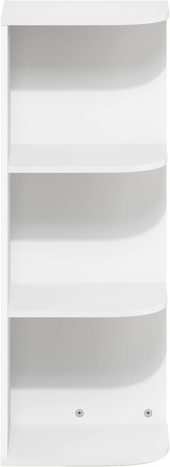 Furinno PASIR Book Shelf, 3-Tier Corner Bookshelf, Open Shelves Bookcase 9.3" x 12" x 31.5", for Living Room, Bedroom, Home Office, White