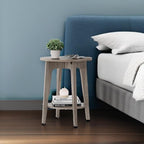 VASAGLE MAEZO Collection - Side Table, 2-Tier Small Round End Table, Nightstand with Tapered Legs, Curved Transitions, for Small Spaces, Living Room, Bedroom, Heather Greige ULET283T02