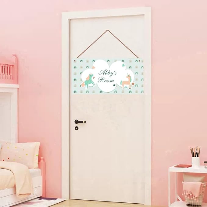Personalized Sign Magical Unicorn Sign Unicorn Themed Kids Room Custom Name Door Wall Decor Floral Nursery Art Plate For Boys Room Girls Bedroom Little Man Cave
