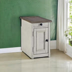 Signature Design by Ashley Bolanburg Farmhouse Chair Side End Table with Outlets and USB Ports, Antique Cream & Brown
