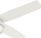 Hunter 52 inch Indoor Ceiling Fan with LED Light and Remote Control - White Modern Ceiling Fan, Low Profile Mount, 4 Blades, For Bedroom, Living Room, or Kitchen, Quiet - Dempsey 59242, Fresh White