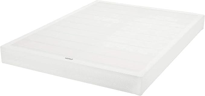 Amazon Basics Smart Box Spring Bed Base, 7-Inch Height Mattress Foundation, Tool-Free Easy Assembly, Queen, 79"L x 59.5"W x 7"H, White