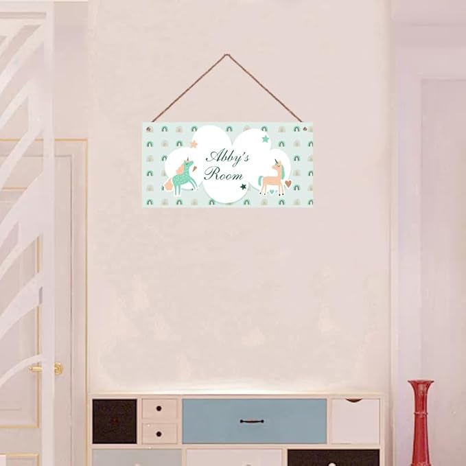 Personalized Sign Magical Unicorn Sign Unicorn Themed Kids Room Custom Name Door Wall Decor Floral Nursery Art Plate For Boys Room Girls Bedroom Little Man Cave