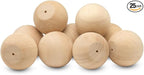 Wood Knobs, 3 Inch Round Natural Wood Drawer Pulls, Pack of 25 Unfinished Wooden Drawer Knobs, Ball Shaped Wood Cabinet Knobs, Nursery Dresser Knobs, Wood Door Knobs and Crafts