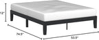 Mellow Naturalista Classic 12 Inch Solid Wood Platform Bed with Wooden Slats, Full, Black