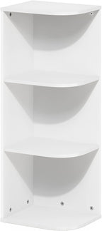 Furinno PASIR Book Shelf, 3-Tier Corner Bookshelf, Open Shelves Bookcase 9.3" x 12" x 31.5", for Living Room, Bedroom, Home Office, White