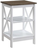 Convenience Concepts Oxford End Table 15.75" - Modern Living Room Table with Storage Shelves, Transitional Nightstand Side Table for Home Decor and Display, Driftwood/White
