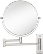 Cerdeco 8 Inch 10X Double Sided Makeup Wall Mount Mirror With Nickel Plated Finish - 360 Swivel Extendable Cosmetic Shaving Magnification