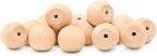Natural Wood Drawer Pulls, 1.25 Inch Round Knobs, Pack of 25 Unfinished Ball Shaped Cabinet Pulls for Nursery Dresser, Door and Crafts