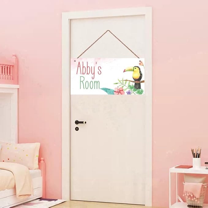 Personalized Name Vintage Bird Hornbill Sign For Girls Room Baby Nursery Door Wood Plaque Hanging Wall Art Decor For Kids Bedroom Nursery Home Kitchen Garden Yard Wall Bedroom Club