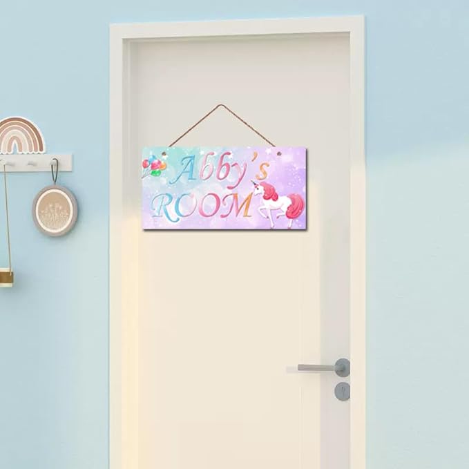 Personalized Signs Unicorn Sign, Unicorn Canvas Wall Art for Teen Girls Room Boys Bedroom Nursery, Cute Dreamworld Kids Room Birthday Party, Bathroom, Playroom