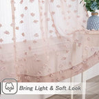 MYSKY HOME Pom Pom Pink Sheer Curtains for Bedroom Girls Room Dusty Rose Curtains 72 Inches Long for Nursery Kids Light Filtering Boho Window Drapes, Rod Pocket, 38" Wide, 2 Panels