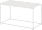 Furinno CAMNUS Coffee Table, Metal Frame Modern Coffee Table, Rectangular Side Table, Toolless Assembly, for Living Room, Bedroom, Home Office, Solid White
