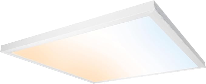 Ultralux 2x2 ft Surface Mount Ceiling Light Panel – Slim, Edge Lit, Flush Mount Flat Panel for Kitchen, Home & Office - TRIAC Dimmable, 3CCT Adjustable Color Temperature (Matte White, 1 Pack)