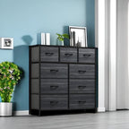 YITAHOME Dresser for Bedroom with 9 Drawers - Organizer Unit for Living Room, Hallway, Closets (Charcoal Black Wood Grain)