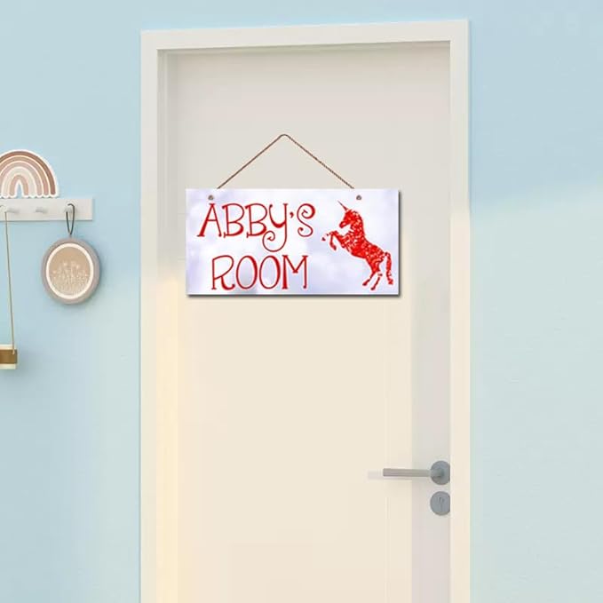 Personalized Red Unicorn Sign, Unicorn Rainbow Girls Room Wall Decor Unicorn Rainbow Motivational for Kids Room Boys Bedroom Nursery