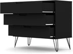 Manhattan Comfort Rockefeller 3 Drawer Dresser for Bedroom Storage, Nursery, Closet, Living Room, Entryway, TV Stand for Screens up to 32 Inches, Anti-Tip Kit Included, Set of 1, Black