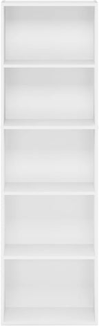 Furinno LUDER Book Shelf, 5-Tier Bookshelf, Bookcase, 9.4" x 15.8" x 52", for Living Room, Bedroom, Home Office, White