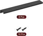 uxcell Cabinet Finger Edge Pull, 8pcs 250mm / 9.84" Aluminum Alloy Back Mount Hidden Cabinet Pulls Concealed Handle for Home Kitchen Drawer Cabinet, Black