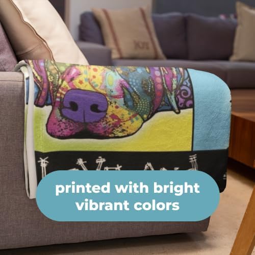 Dawhud Direct Colorful Dogs Fleece Blanket for Bed, 50 x 60 inches Dean Russo Dog Squad Fleece Throw Blanket for Women, Men and Kids - Super Soft Plush Dogs Blanket Throw