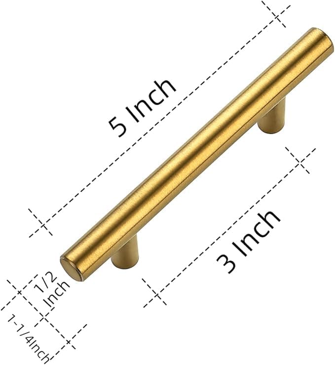 Ravinte 55 Pack 5 Inch Cabinet Pulls Brushed Brass Stainless Steel Kitchen Drawer Pulls Cabinet Handles 5”Length, 3” Hole Center