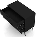 Manhattan Comfort Rockefeller 3 Drawer Dresser for Bedroom Storage, Nursery, Closet, Living Room, Entryway, TV Stand for Screens up to 32 Inches, Anti-Tip Kit Included, Set of 1, Black